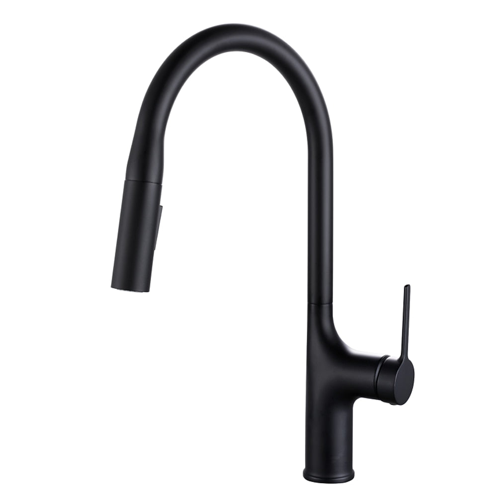 Modern Pull-Down Kitchen Faucet, Single-Handle High Arc Faucet, Matte Black / Chrome / Brushed Gold