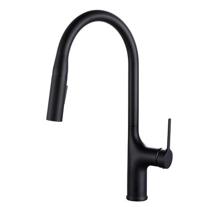 Modern Pull-Down Kitchen Faucet, Single-Handle High Arc Faucet, Matte Black / Chrome / Brushed Gold