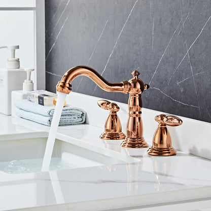 Widespread Modern Bathroom Faucet, Dual-Handle High Arc Brass Faucet, Matte Black / Chrome / Polished Gold / Rose Gold / Antique Brass