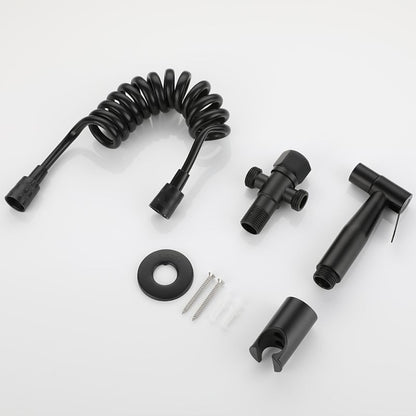 Matte Black Stainless Steel Handheld Bidet Sprayer, Wall-Mount Toilet Sprayer Kit with T-Valve / Hose