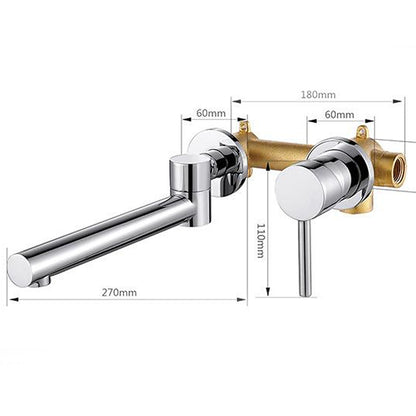 Modern Wall-Mount Single-Handle Bathroom Faucet, Swivel Spout Brass Basin Faucet, Chrome / Matte Black