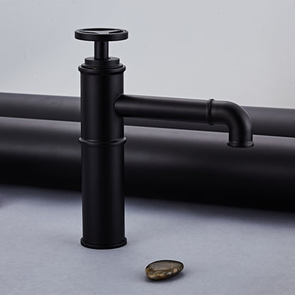 Matte Black Industrial Single-Hole Vessel Sink Faucet, Single Wheel Handle Brass Bathroom Faucet