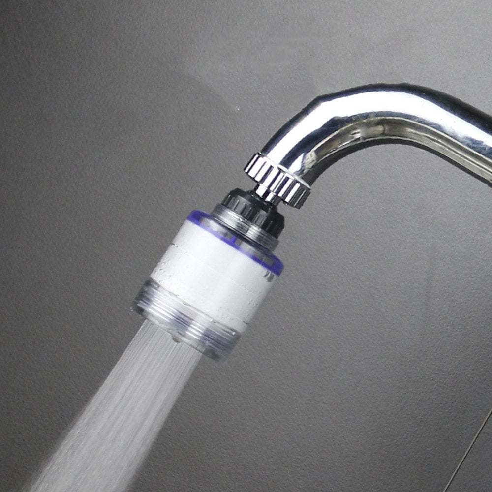 360-Degree Swivel Faucet Water Filter, Chrome ABS Faucet Purifier with PP Cotton Replacement Cartridges