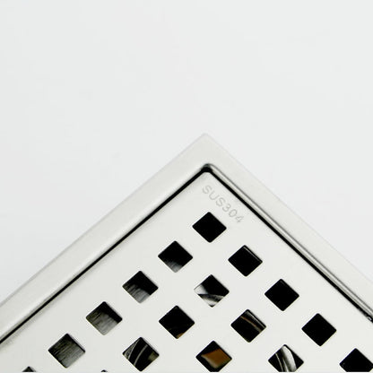 Stainless Steel Modern Square Shower Floor Drain, Floor-Mounted Drain with Removable Cover / Hair Catcher