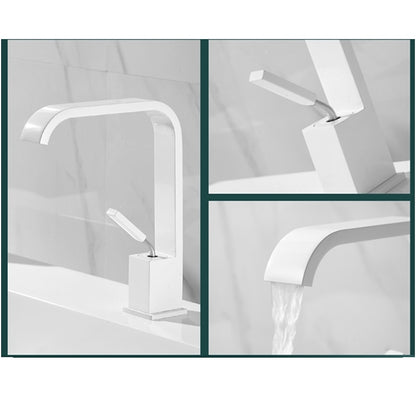 Modern Waterfall Bathroom Faucet, Single-Handle Single-Hole Faucet, Matte Black / Matte White / Gunmetal