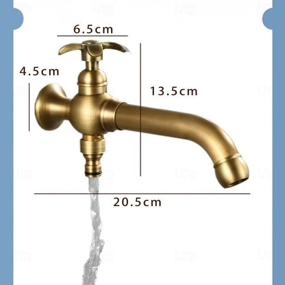 Vintage Wall-Mount Single Cold Faucet, Single-Handle Rotatable Spout Faucet