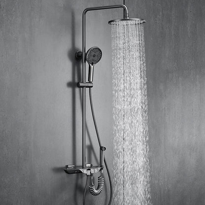 Thermostatic Wall-Mount Shower System, Multi-Function Rainfall Faucet with Handheld Shower, Chrome / Gunmetal