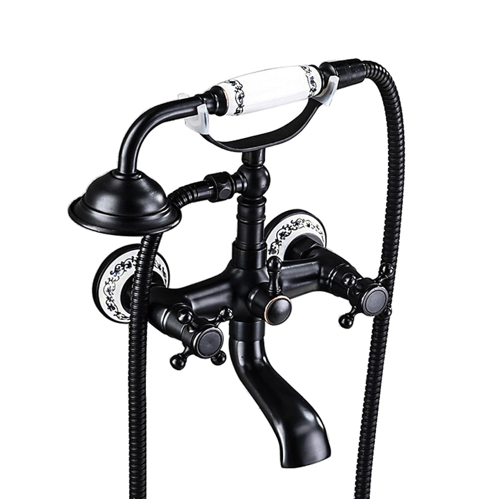 Vintage Telephone- Wall-Mount Tub Faucet, Brass Tub Faucet with Handheld Shower