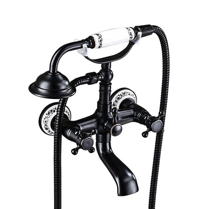 Vintage Telephone- Wall-Mount Tub Faucet, Brass Tub Faucet with Handheld Shower