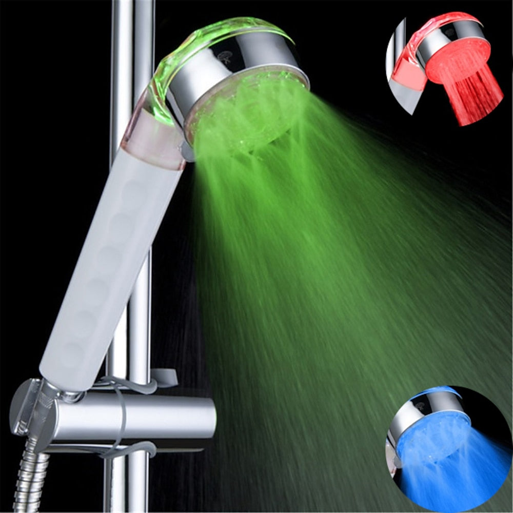 LED -Changing Chrome Hand Shower, Temperature-Sensitive 3- Handheld Shower