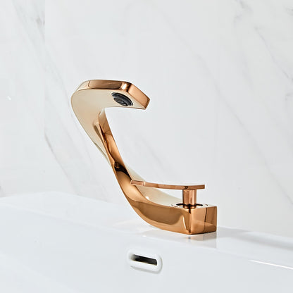 Waterfall Bathroom Faucet, Single-Handle Single-Hole Brass Faucet