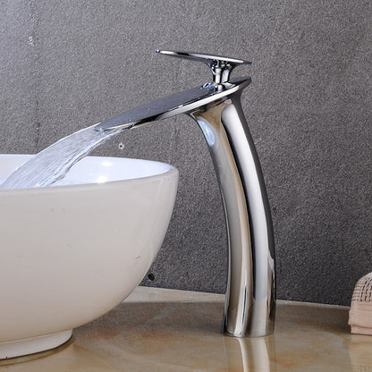 Modern Waterfall Vessel Bathroom Faucet, Single-Hole Single-Handle Faucet