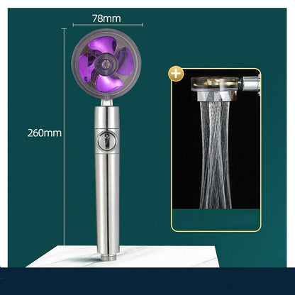 High-Pressure Turbo Fan Handheld Shower Head, 360-Degree Swivel ABS Shower Head with Pause Switch, Silver / Gold / Multi