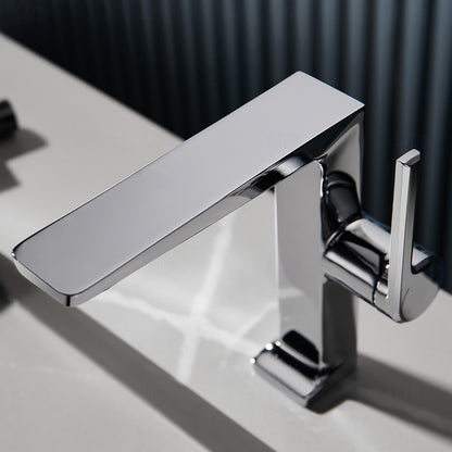 Modern Single-Hole Bathroom Faucet, Single-Handle Brass Faucet, Polished Gold / Chrome / Matte Black / Brushed Gold / Rose Gold / Matte White / Gunmetal