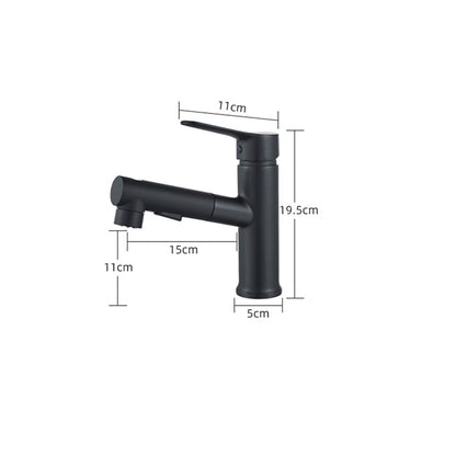 Modern Pull-Out Bathroom Faucet, Single-Handle Fountain Spout Faucet, Matte Black / Chrome