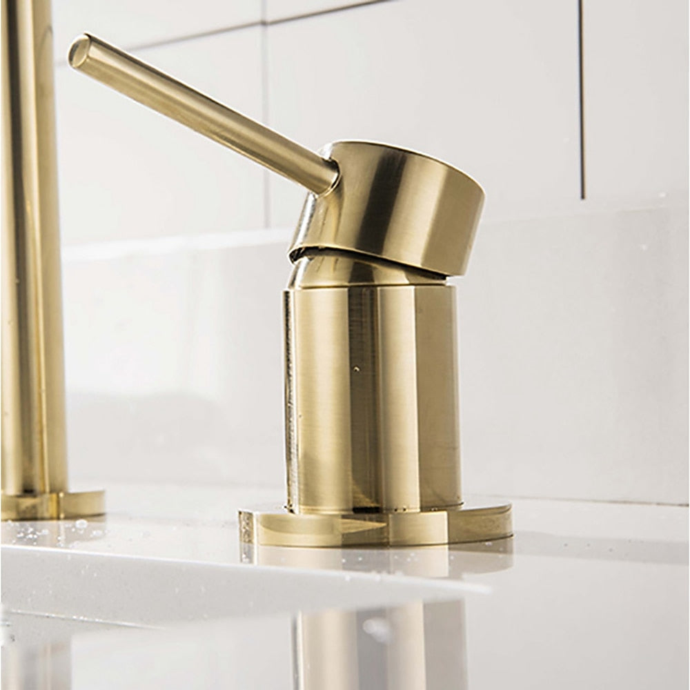 360-Degree Swivel Vessel Sink Faucet, Single-Handle 2-Hole Widespread Basin Faucet, Brushed Gold / Chrome / Matte Black / Rose Gold