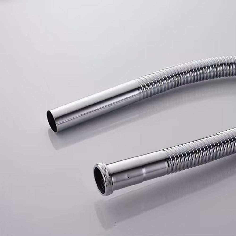 Flexible Expandable Waste Drain Hose, Universal Basin Sink Connector, Chrome / Antique Brass