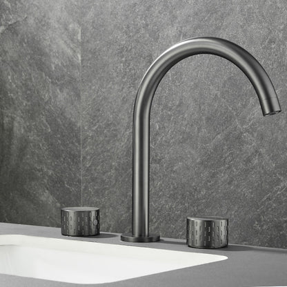 Swivel Spout 3-Hole Widespread Bathroom Sink Faucet, Dual-Handle Brass Faucet, Brushed Gold / Gunmetal / Matte Black / Chrome