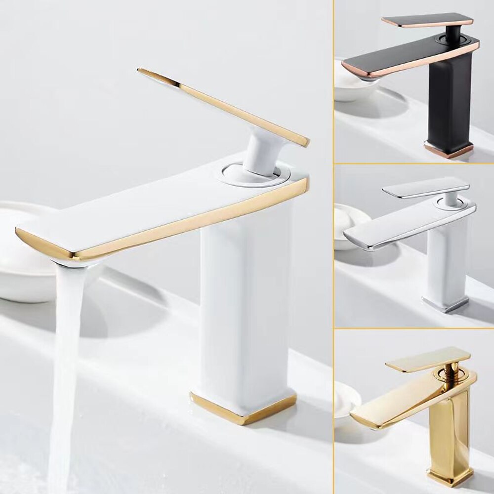 Waterfall Modern Single-Hole Bathroom Faucet, Single-Handle Brass Faucet