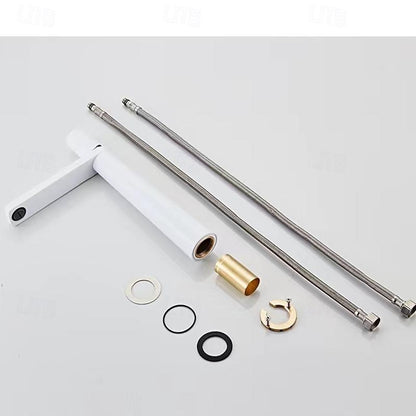 Modern Single-Hole Vessel Sink Faucet, Single-Handle Waterfall Spout Faucet, Matte White / Chrome / Matte Black / Gunmetal