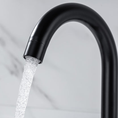 360-Degree Swivel High Arc Bathroom Faucet, Modern Single-Hole Stainless Steel Faucet, Matte Black / Brushed Nickel