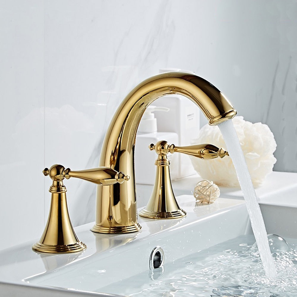 Vintage Widespread Bathroom Faucet, Double Handle 3-Hole Faucet