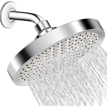 5-Spray Mode Fixed Shower Head, Modern Wall-Mount Round Showerhead, Chrome / Matte Black / Stainless Steel