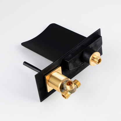 LED Waterfall Bathroom Faucet, Wall-Mount Single-Handle Brass Faucet, Brushed Gold / Matte Black / Oil-Rubbed Bronze