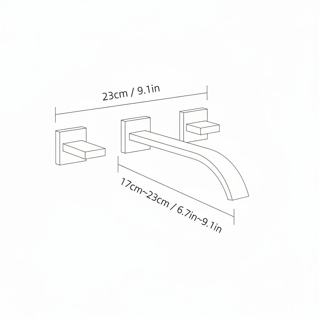 Chrome Modern Waterfall Bathroom Faucet, Wall-Mount 3-Hole Dual-Handle Faucet