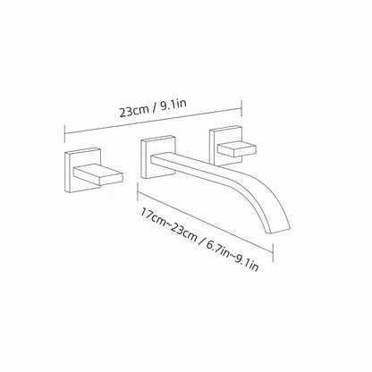 Chrome Modern Waterfall Bathroom Faucet, Wall-Mount 3-Hole Dual-Handle Faucet
