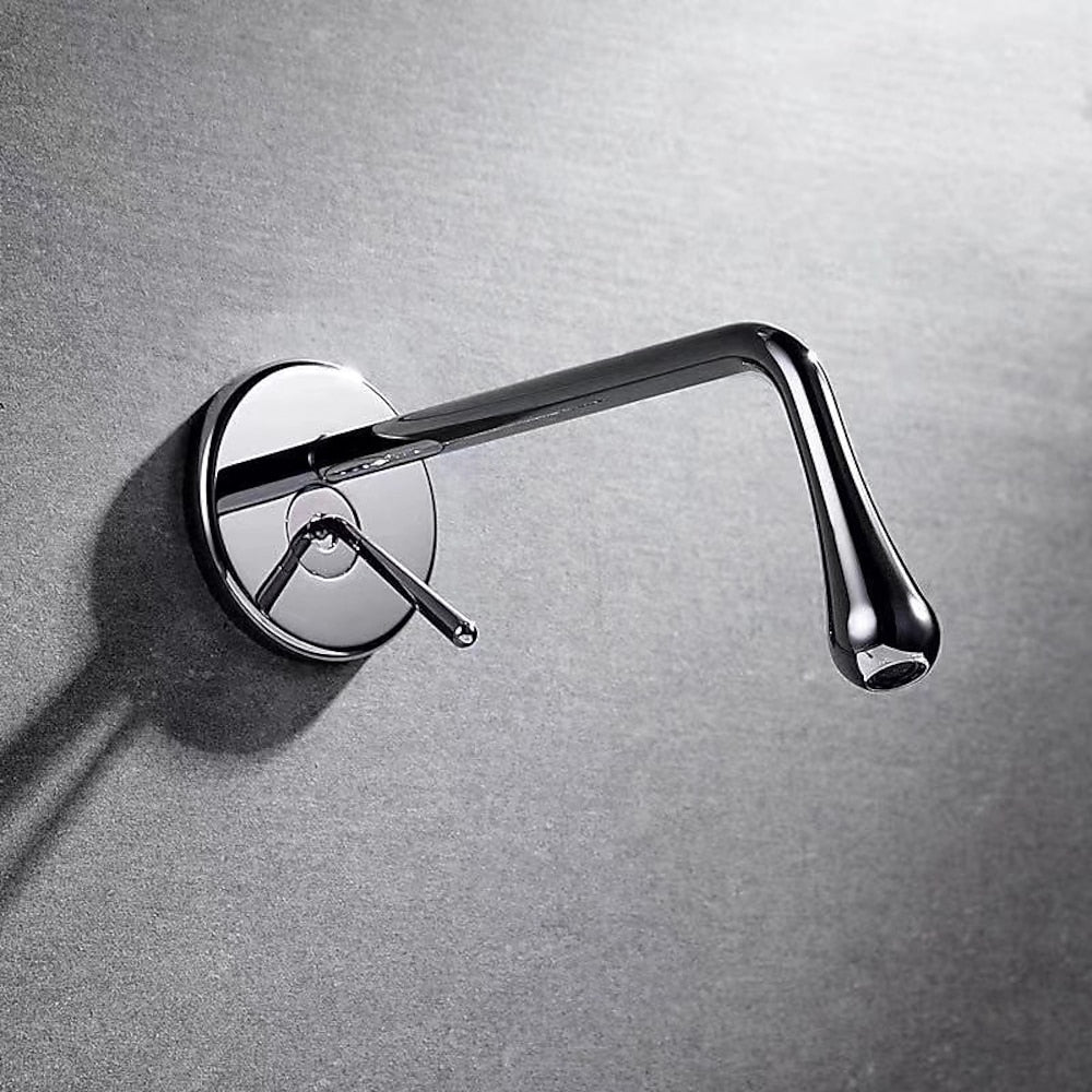 Wall-Mount Single-Handle Bathroom Faucet, Rotatable Spout Brass Faucet, Matte Black / Chrome / Brushed Gold / Gunmetal