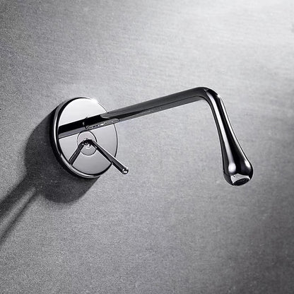 Wall-Mount Single-Handle Bathroom Faucet, Rotatable Spout Brass Faucet, Matte Black / Chrome / Brushed Gold / Gunmetal