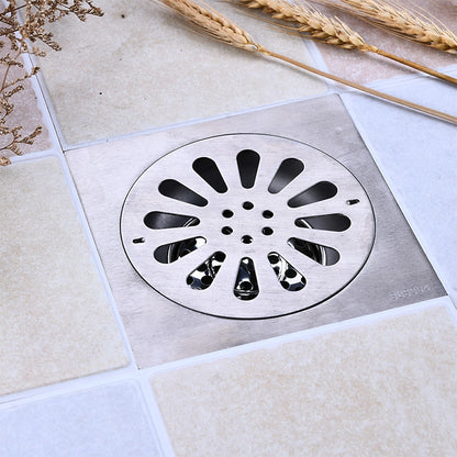 Modern Square Stainless Steel Floor Drain, Removable Cover Shower Drain with Hair Strainer