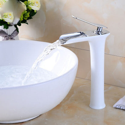 Waterfall Modern Brass Vessel Sink Faucet, Single-Handle Tall Faucet