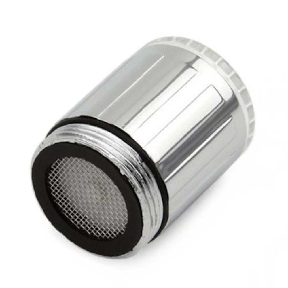 LED Temperature Sensor RGB 3- Chrome Faucet Aerator, Modern ABS Plastic Screw-On Tap Adapter