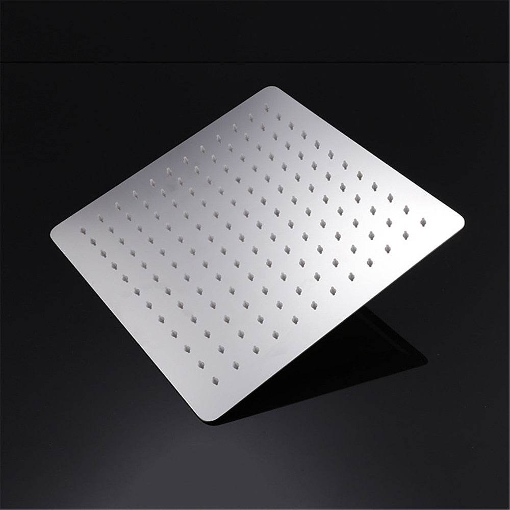 Chrome Contemporary Rectangular Rainfall Shower Head, Ceiling-Mount Spray Shower Head