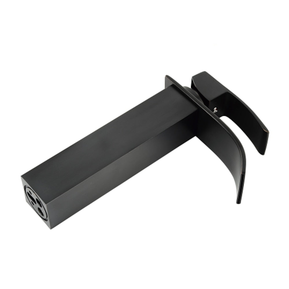 Matte Black Modern Waterfall Vessel Sink Faucet, Single-Handle Single-Hole Bathroom Faucet