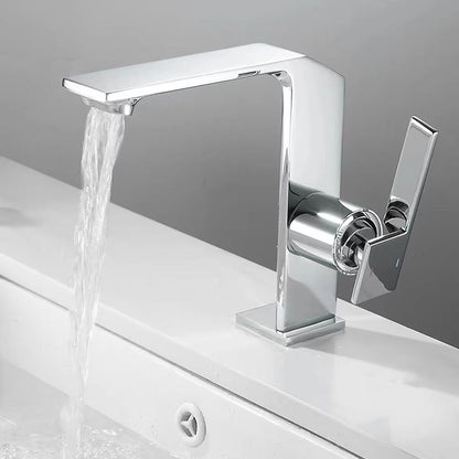 Modern Waterfall Bathroom Faucet, Single-Handle Brass Faucet, Chrome / Matte Black / Brushed Gold / Gunmetal