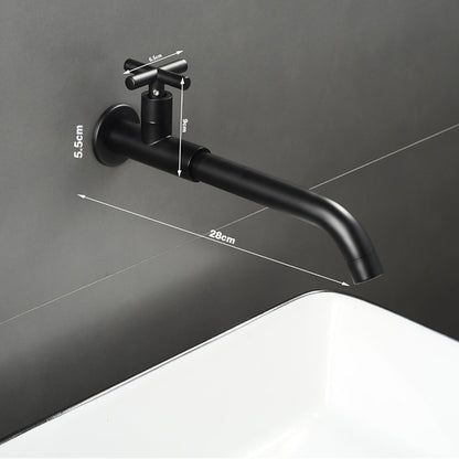 Modern Wall-Mount Bathroom Faucet, Single-Handle Swivel Spout Cold Only Faucet, Matte Black / Matte White / Antique Brass / Chrome