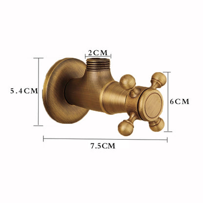 Retro Carved Brass Angle Valve, Wall-Mount Water Shut-Off Valve, Antique Brass / Matte Black / Polished Gold