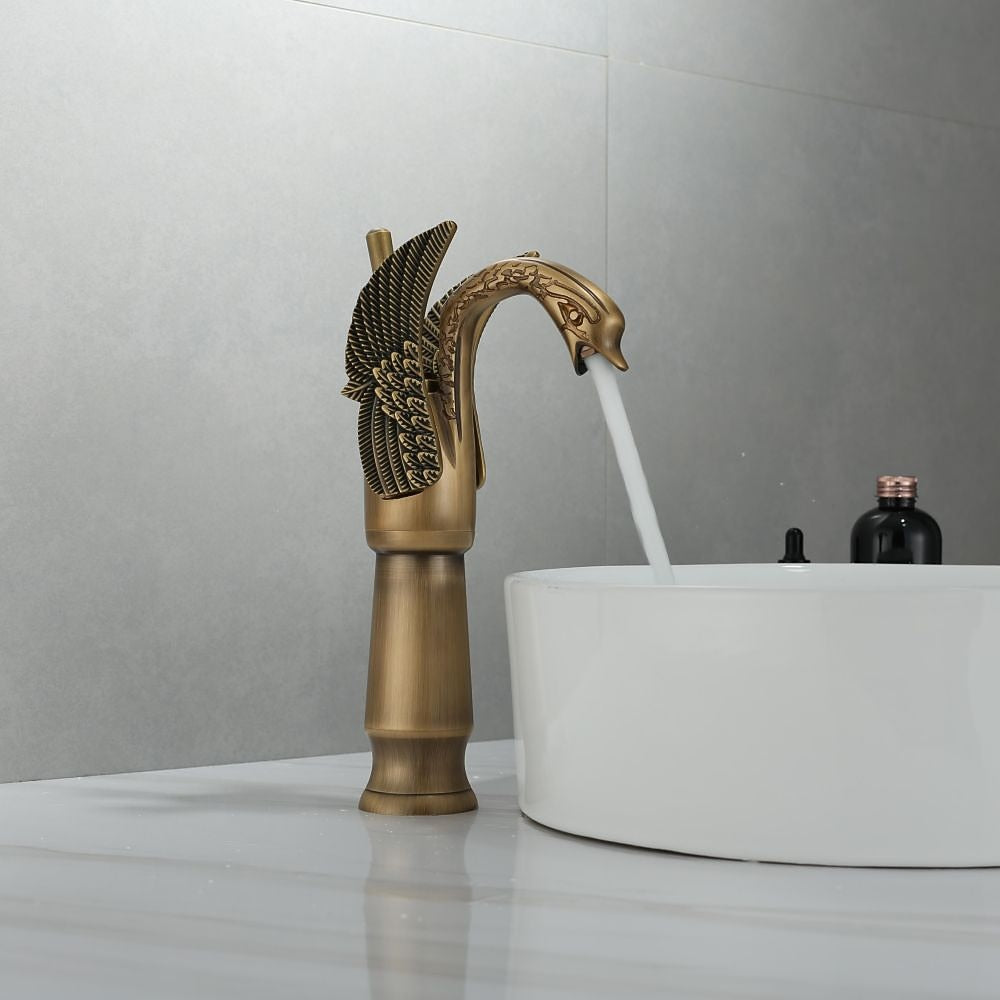 Swan Shape Waterfall Bathroom Faucet, Single-Handle Vessel Sink Faucet