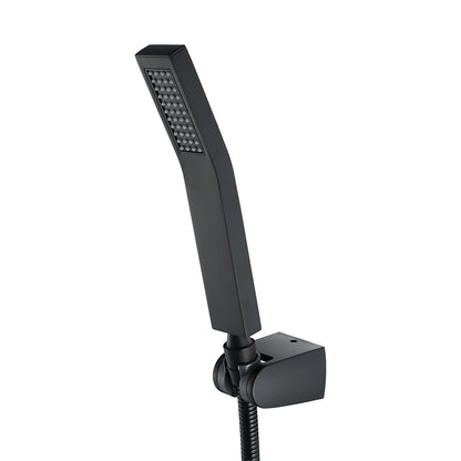 Matte Black Brass Handheld Shower Head, Single-Spray Wall-Mount Hand Shower with Hose / Bracket