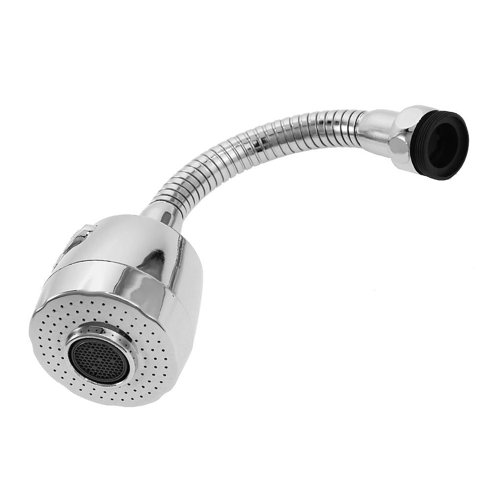 Chrome 360-Degree Swivel Flexible Faucet Aerator, Dual-Mode Stainless Steel Spray Nozzle Aerator