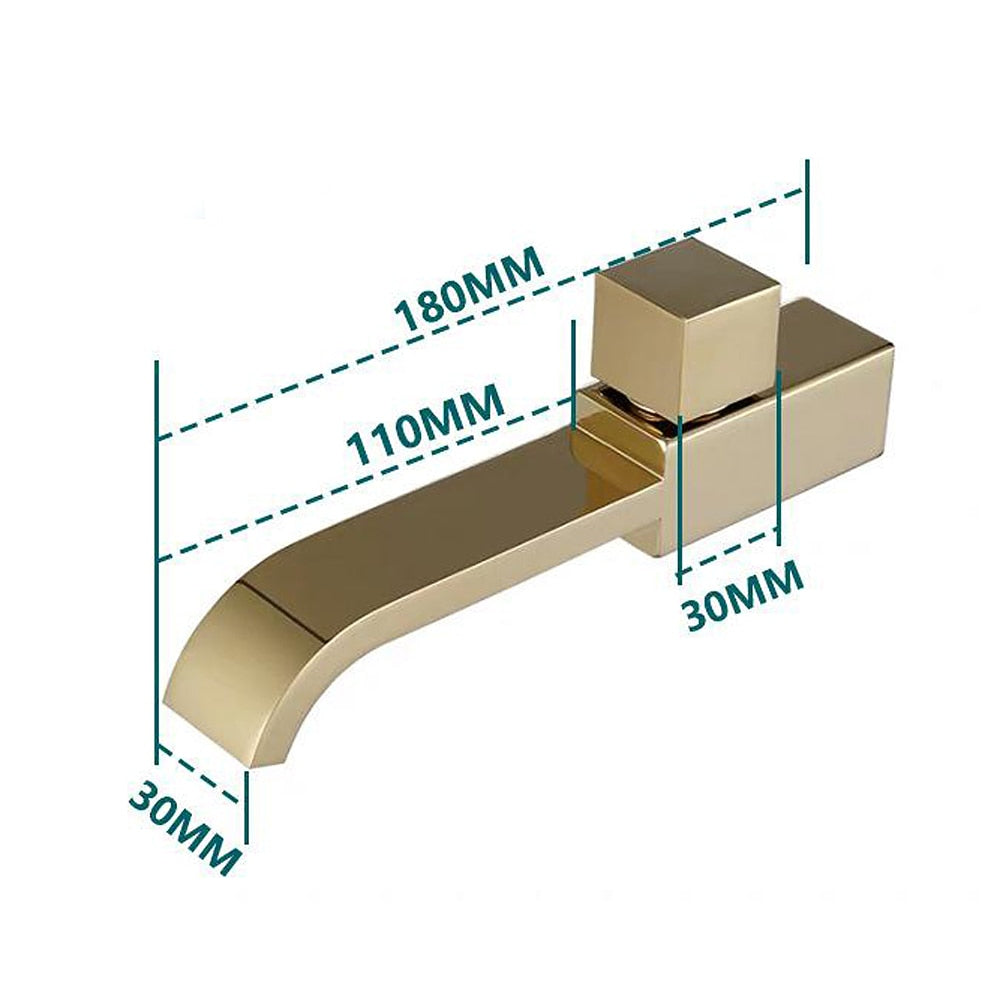 Modern Wall-Mount Bathroom Faucet, Single-Cold Single-Handle Basin Faucet, Chrome / Matte Black / Brushed Gold