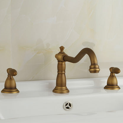 Vintage Widespread Bathroom Faucet, Double Handle Swivel Spout Faucet, Brushed Gold / Antique Brass / Matte Black / Chrome