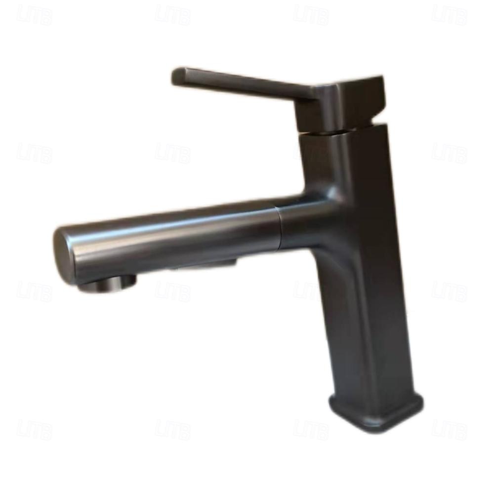 Modern Pull-Out Single-Hole Bathroom Faucet, Single-Handle Basin Faucet, Chrome / Matte Black / Brushed Gold / Gunmetal
