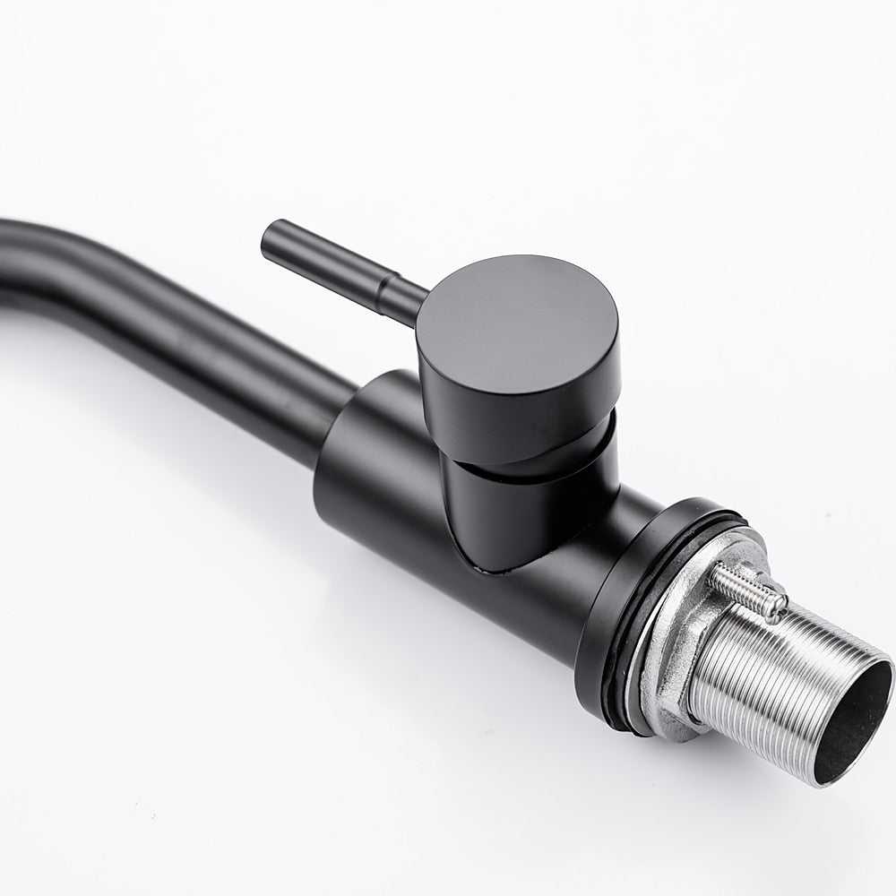 360-Degree Swivel High Arc Bathroom Faucet, Modern Single-Hole Stainless Steel Faucet, Matte Black / Brushed Nickel
