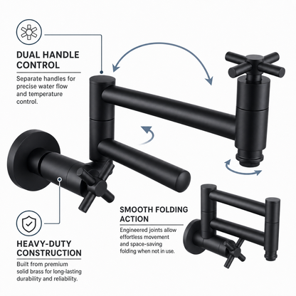 Wall-Mount Single Hole Commercial Pot Filler Faucet, Matte Black
