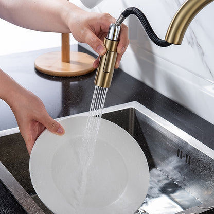 Modern Pull-Down Kitchen Faucet, Single-Handle Swivel Spout Faucet, Matte Black / Brushed Gold / Brushed Nickel / Chrome / Gunmetal