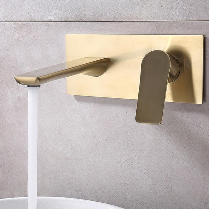 Modern Wall-Mount Bathroom Faucet, Single-Handle Brass Basin Faucet, Matte Black / Brushed Gold / Gunmetal